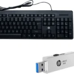 HP KM150 USB Combo Keyboard & Mouse + 64GB 818W USB3.2 Pen Drive Combo Set (Black, Silver) (Copy)