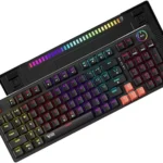 Acer Nitro G Wired Mechanical Gaming Keyboard | 98% Layout with Multifunction Knob Wired USB Standard Gaming Keyboard Compatible with Desktop, Laptop (Black, Red)