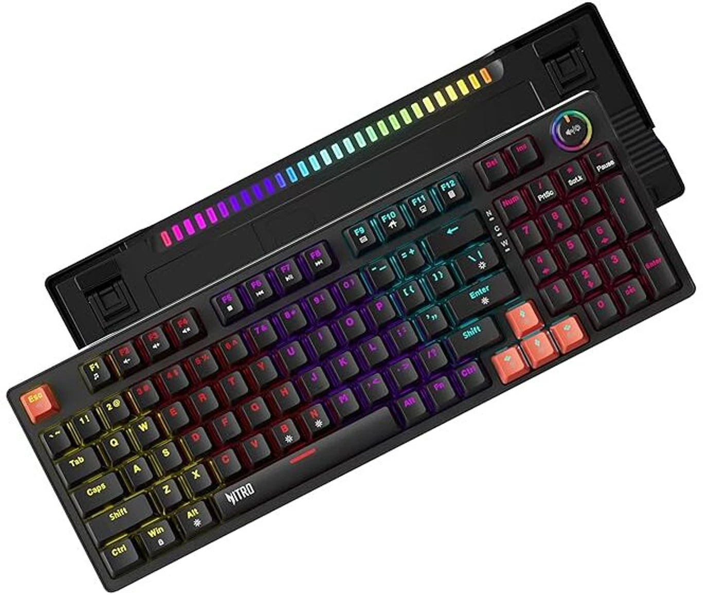 nitro-g-wired-mechanical-gaming-keyboard-98-layout-with-original-imahgvkz3udmvsjp Acer Nitro G Wired Mechanical Gaming Keyboard | 98% Layout with Multifunction Knob Wired USB Standard Gaming Keyboard Compatible with Desktop, Laptop (Black, Red) - Image 1